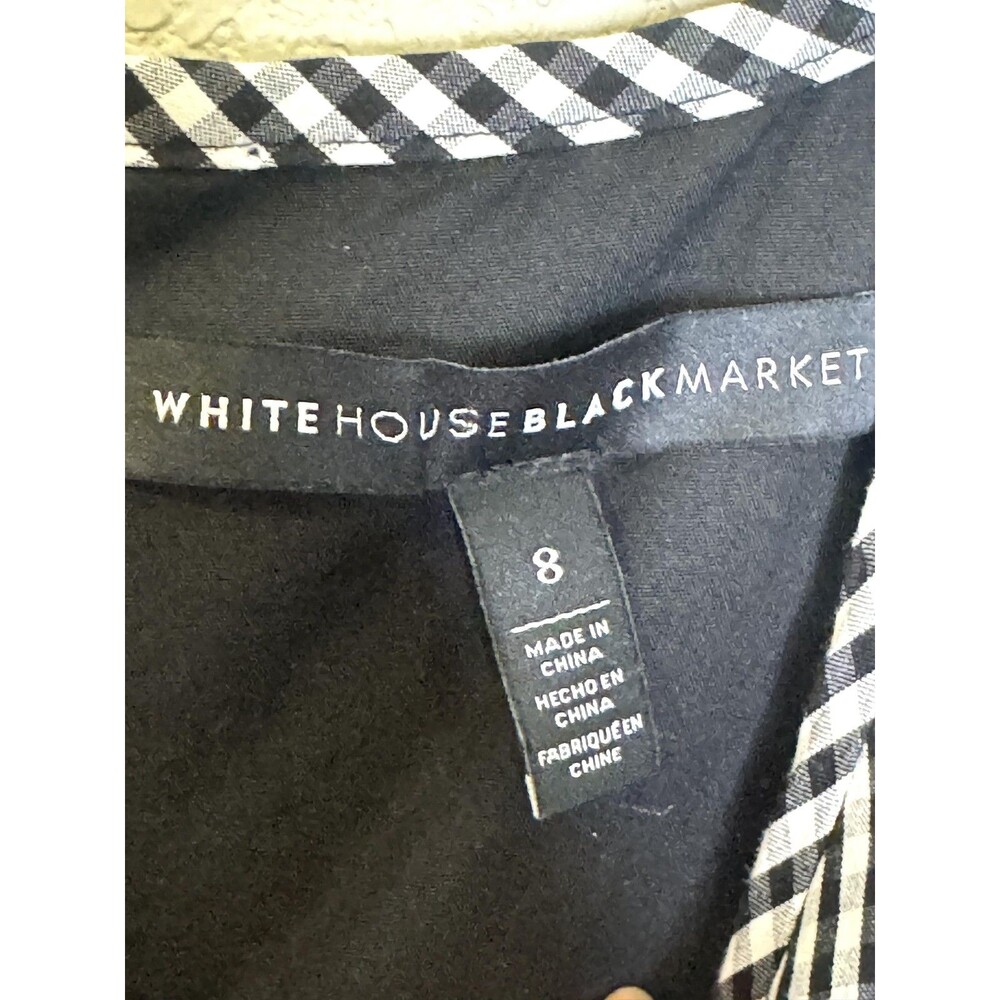 White House Black Market Tunic Top Womens 8 Black Gingham Sleeveless Peplum Zip - Picture 3 of 9